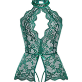 Barbora - Plus size krajkové body s halter výstřihem
