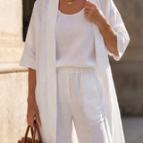 Lehký lněný oblek – Blazer a kalhoty v sadě