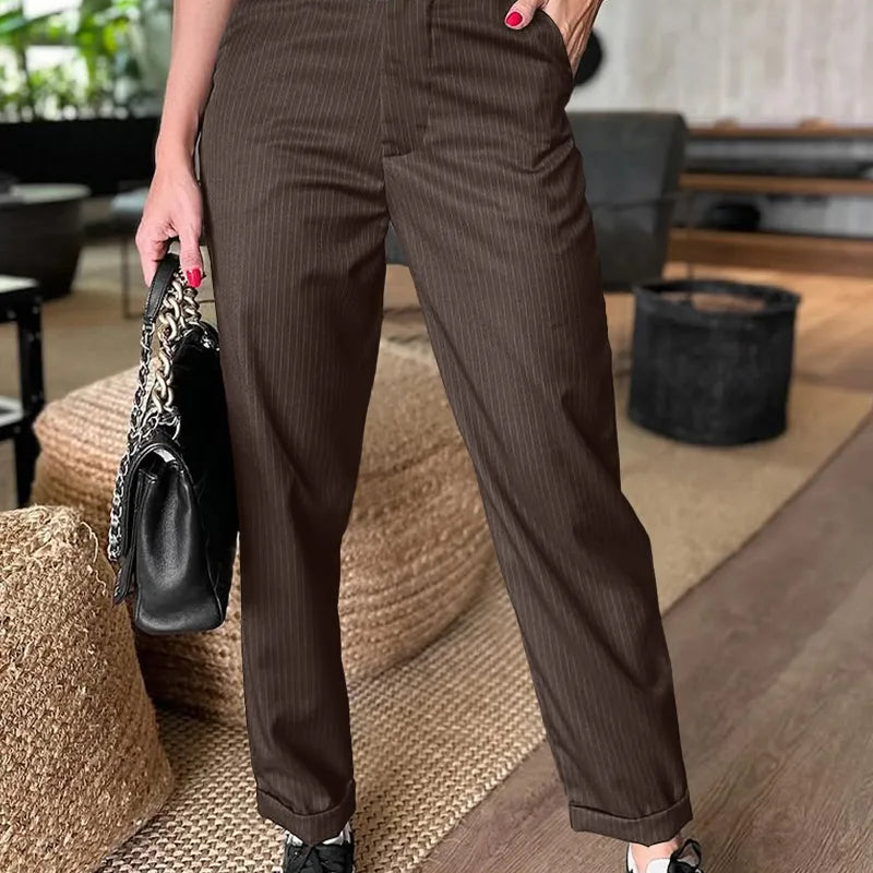 Iveta - Elegantní kalhoty s pruhy a lichotivým střihem