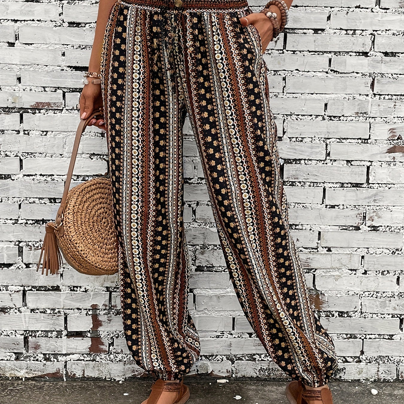 Marta - Etnické grafické boho kalhoty