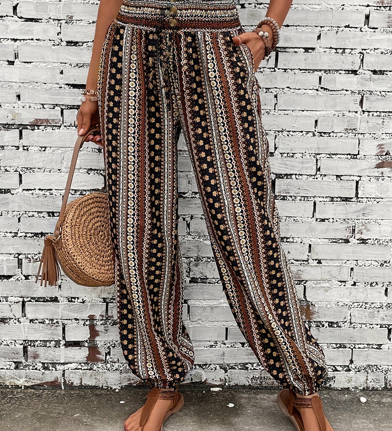 Marta - Etnické grafické boho kalhoty