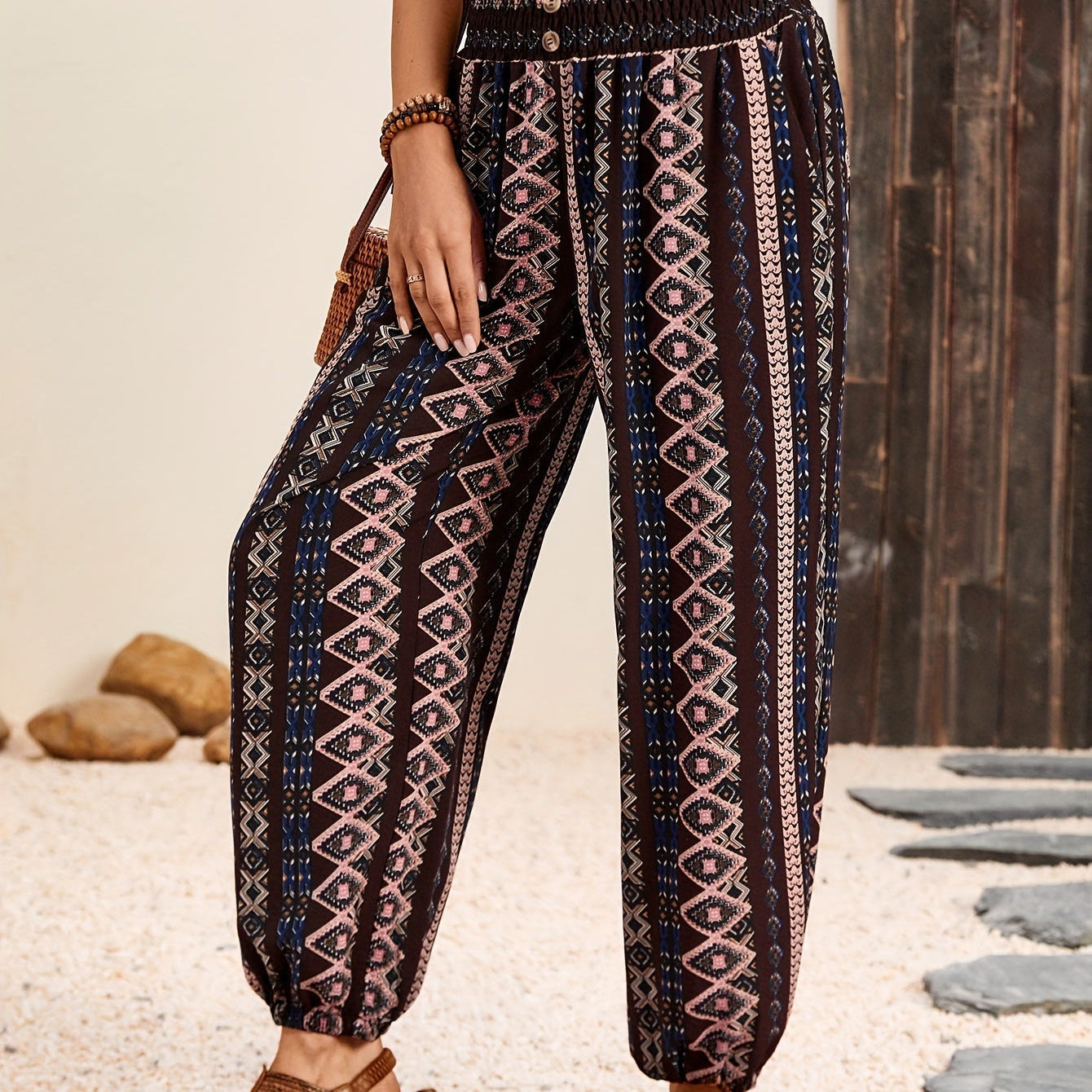 Marta - Etnické grafické boho kalhoty