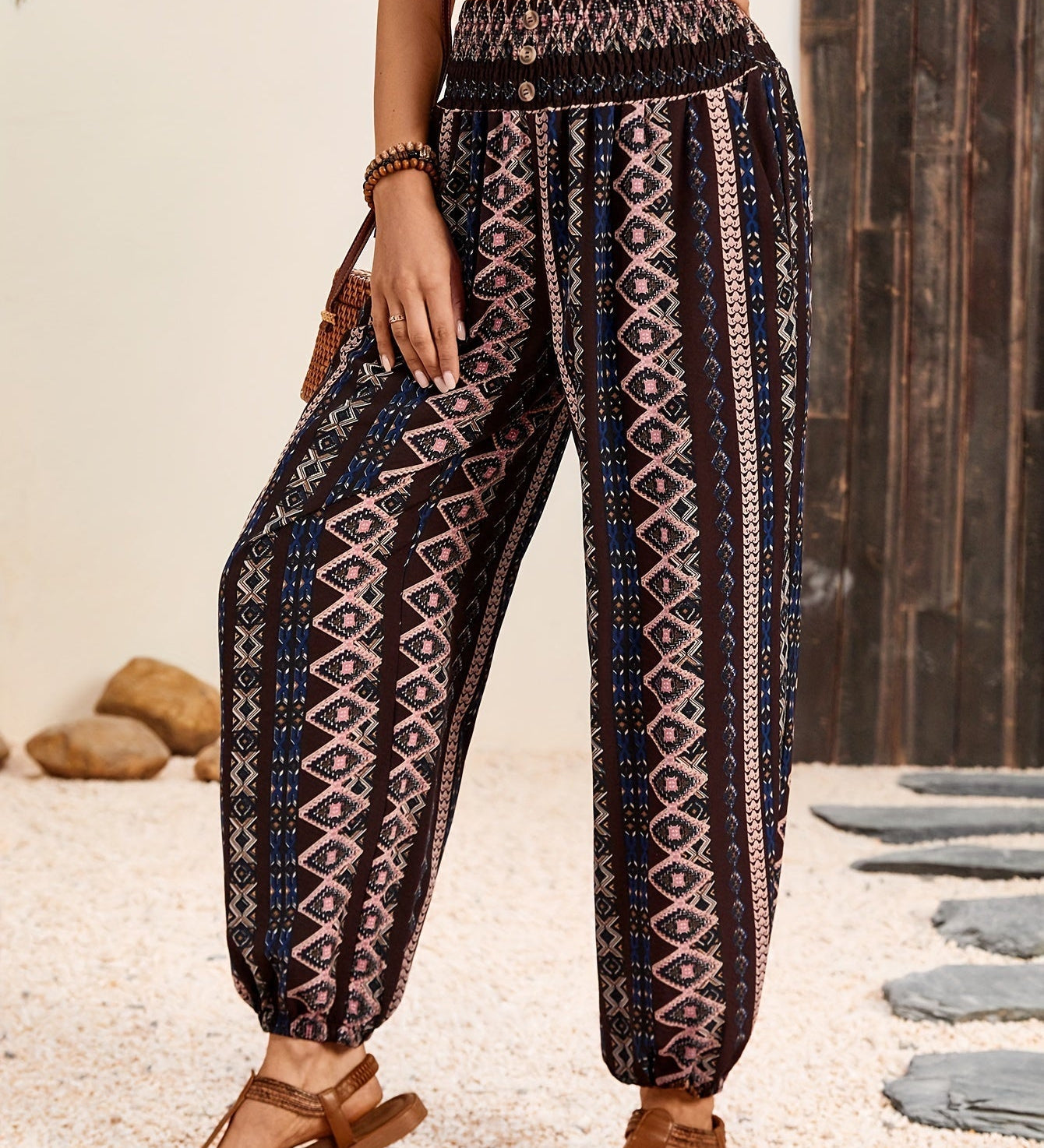 Marta - Etnické grafické boho kalhoty