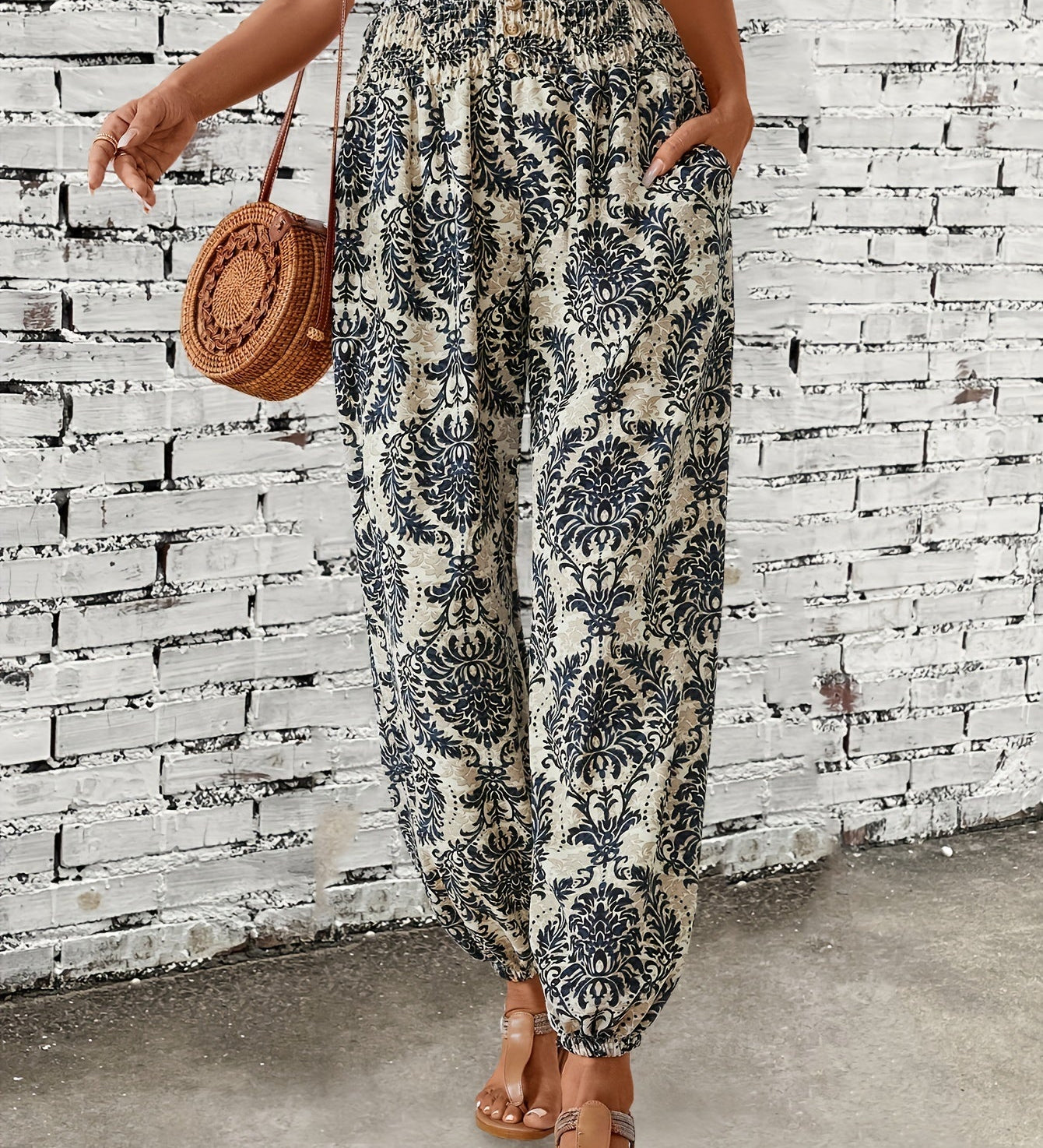 Marta - Etnické grafické boho kalhoty