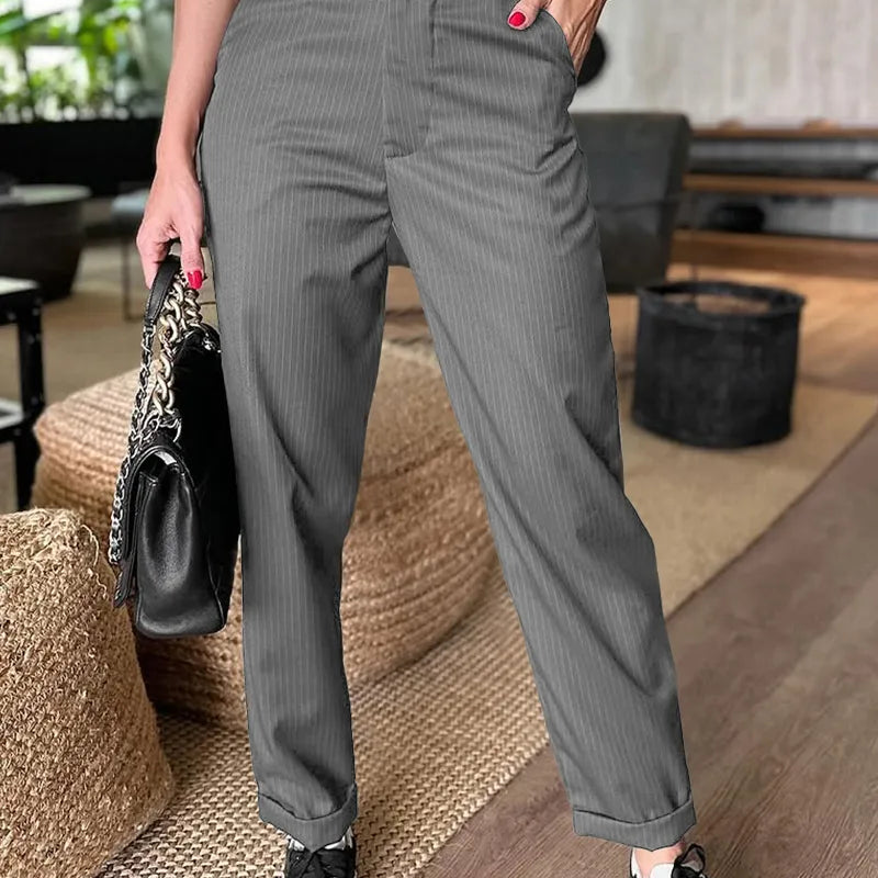 Iveta - Elegantní kalhoty s pruhy a lichotivým střihem