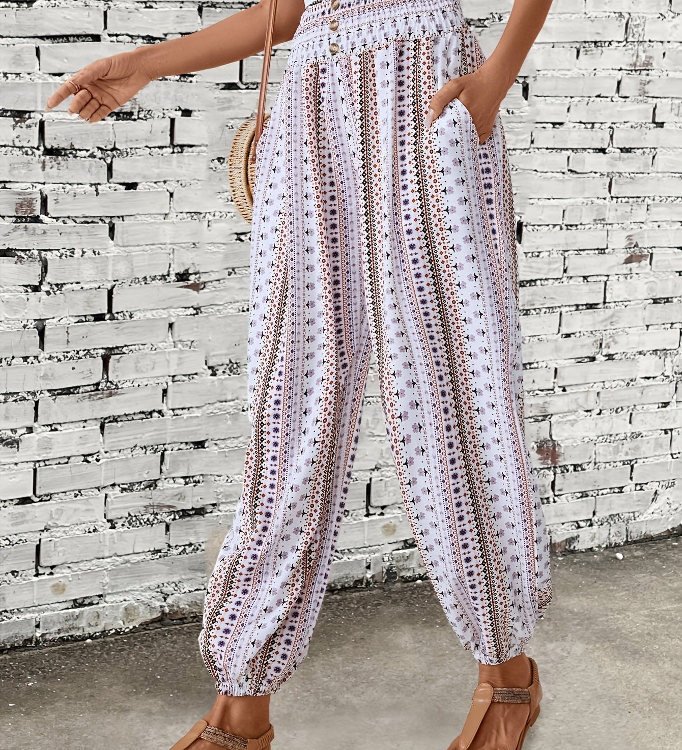 Marta - Etnické grafické boho kalhoty