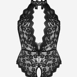 Barbora - Plus size krajkové body s halter výstřihem