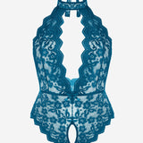 Barbora - Plus size krajkové body s halter výstřihem