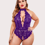 Barbora - Plus size krajkové body s halter výstřihem