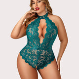Barbora - Plus size krajkové body s halter výstřihem