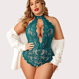 Barbora - Plus size krajkové body s halter výstřihem