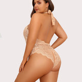 Barbora - Plus size krajkové body s halter výstřihem