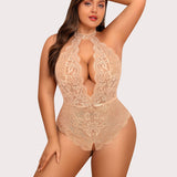 Barbora - Plus size krajkové body s halter výstřihem