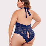 Barbora - Plus size krajkové body s halter výstřihem
