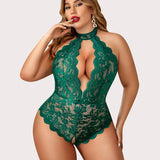 Barbora - Plus size krajkové body s halter výstřihem