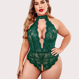 Barbora - Plus size krajkové body s halter výstřihem