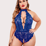 Barbora - Plus size krajkové body s halter výstřihem