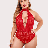 Barbora - Plus size krajkové body s halter výstřihem