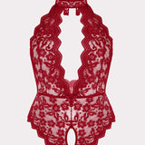 Barbora - Plus size krajkové body s halter výstřihem