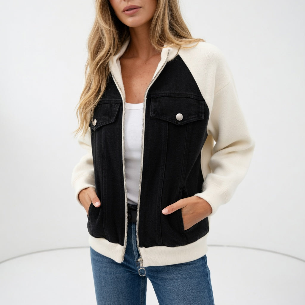 Sabina — Moderní elegantní kontrastní casual bunda