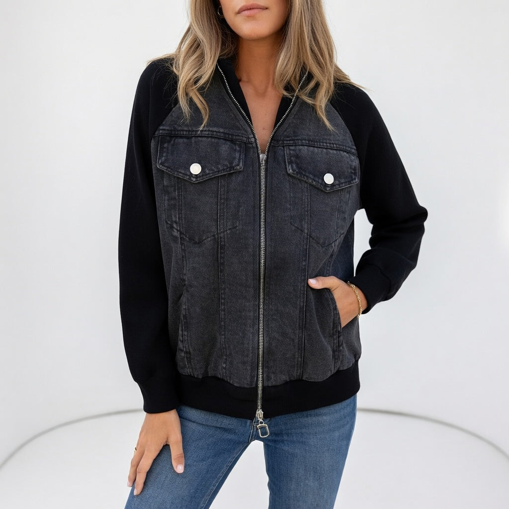 Sabina — Moderní elegantní kontrastní casual bunda