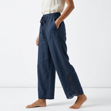 Klára - Široké cropped kalhoty s krajkovým lemem