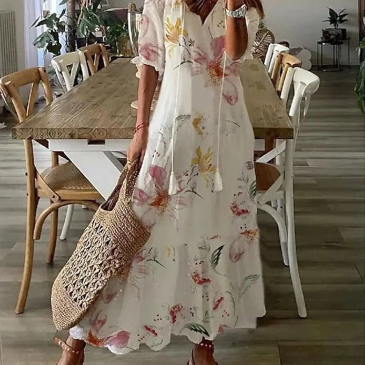 Jana — Elegantní maxi květinové sametové šaty