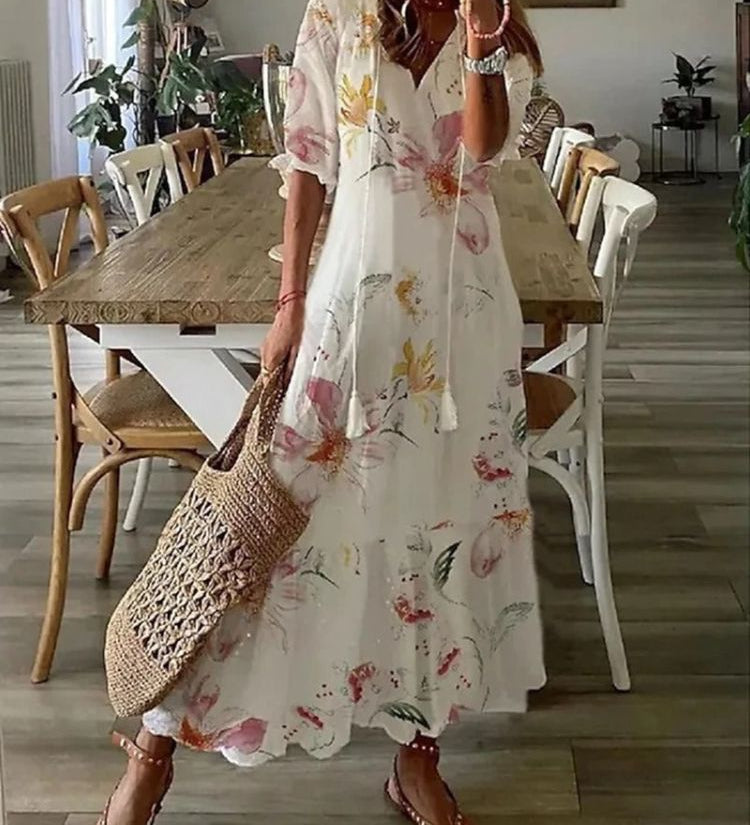 Jana — Elegantní maxi květinové sametové šaty