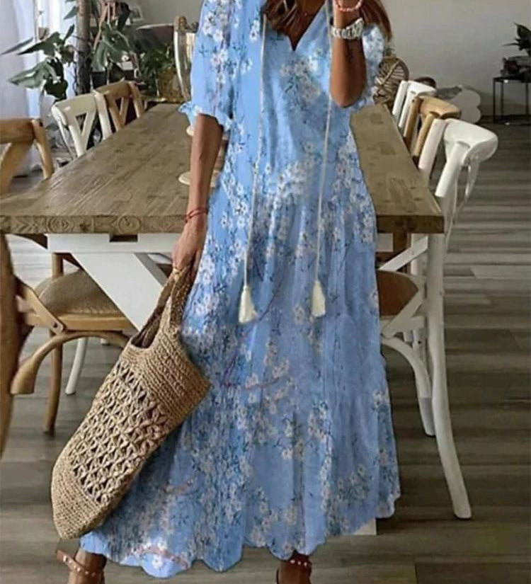 Jana — Elegantní maxi květinové sametové šaty