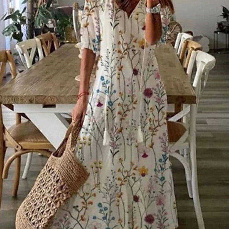 Jana — Elegantní maxi květinové sametové šaty