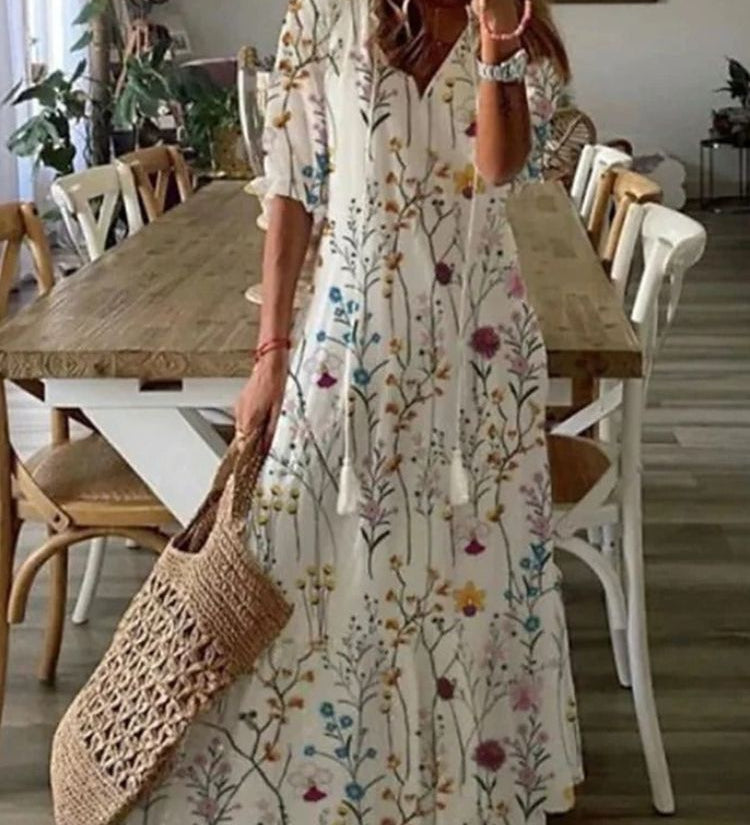 Jana — Elegantní maxi květinové sametové šaty