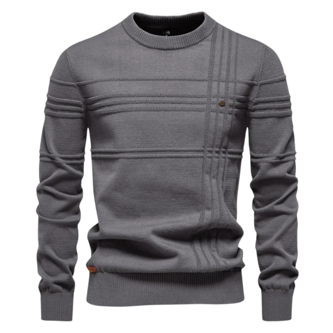 Leandr - Elegantní pánský svetr s kostkovaným vzorem