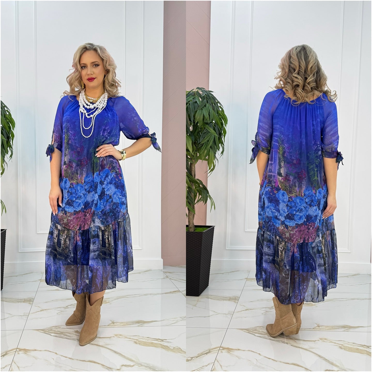 Clémence | Elegantní dlouhá květinová šaty pohodlné