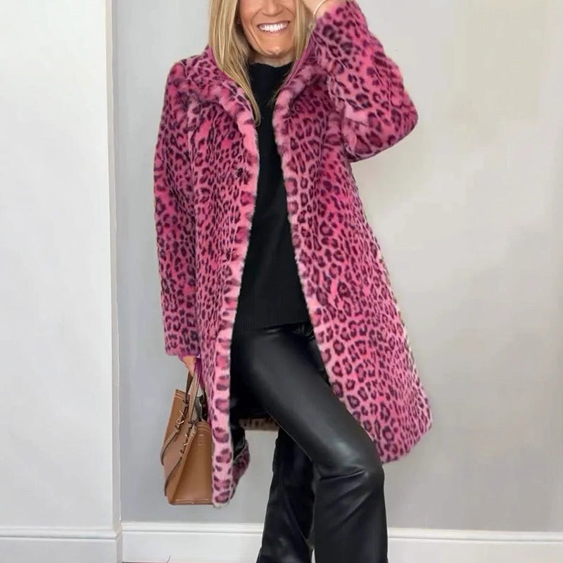 Simona — Elegantní leopardí mid-kabát